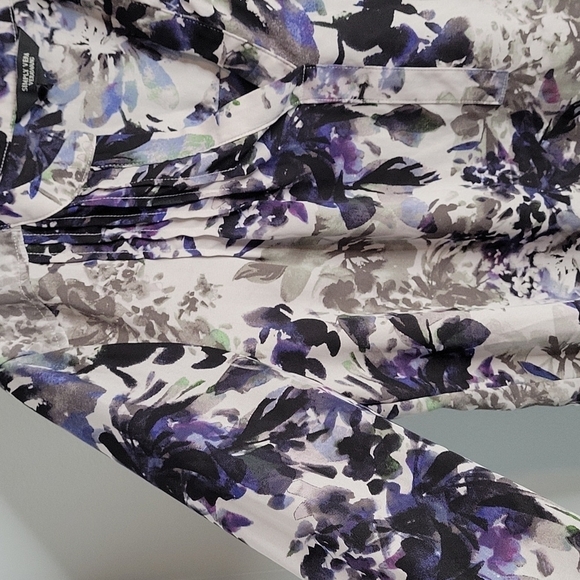 Simply Vera Vera Wang watercolor v-neck blouse convertible sleeves size Small - Picture 4 of 11